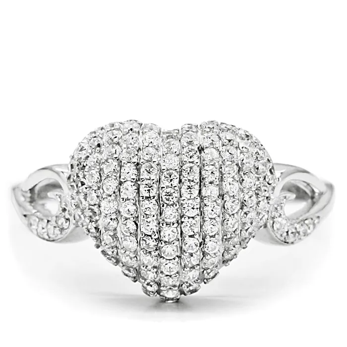 Rings Alamode TS017 Rhodium 925 Sterling Silver Ring with AAA Grade CZ in Clear