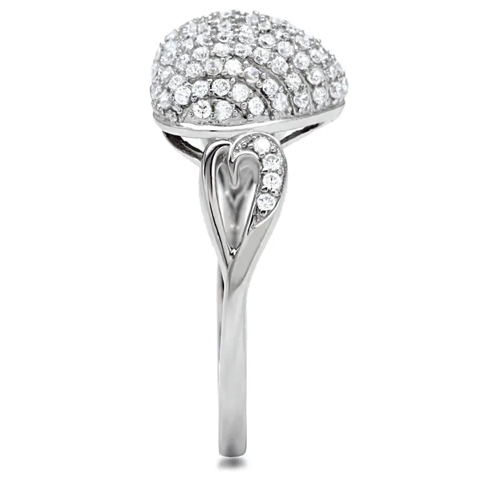 Rings Alamode TS017 Rhodium 925 Sterling Silver Ring with AAA Grade CZ in Clear