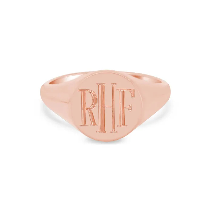 Rings deBebians Womens Round Signet Ring Medium Hand Engraved Roman Monogram