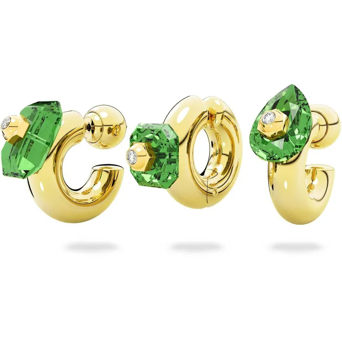 Swarovski Earrings Swarovski Womens Hoop Earrings Numina Green Mixed Cuts Crystals Set of 3 5633781