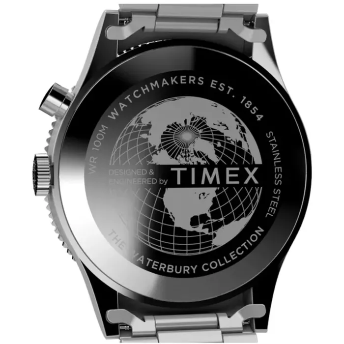 Timex Bracelets Timex Mens Watch Waterbury Quartz GMT Black Dial Silver Tone Bracelet TW2W22700VQ Timex Bracelets Timex Mens Watch Waterbury Quartz GMT Black Dial Silver Tone Bracelet TW2W22700VQ