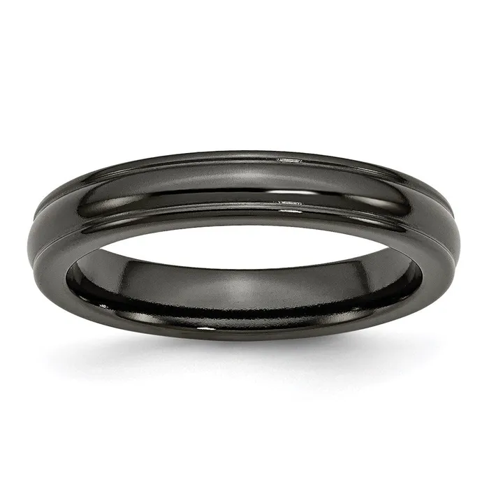 Titanium Black Ti Domed 4mm Polished Rounded Edge Band TB396 Chisel Rings Titanium Black Ti Domed 4mm Polished Rounded Edge Band TB396 Chisel Rings