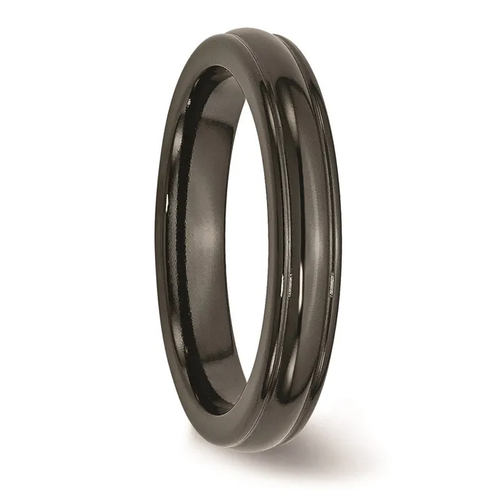 Titanium Black Ti Domed 4mm Polished Rounded Edge Band TB396 Chisel Rings Titanium Black Ti Domed 4mm Polished Rounded Edge Band TB396 Chisel Rings
