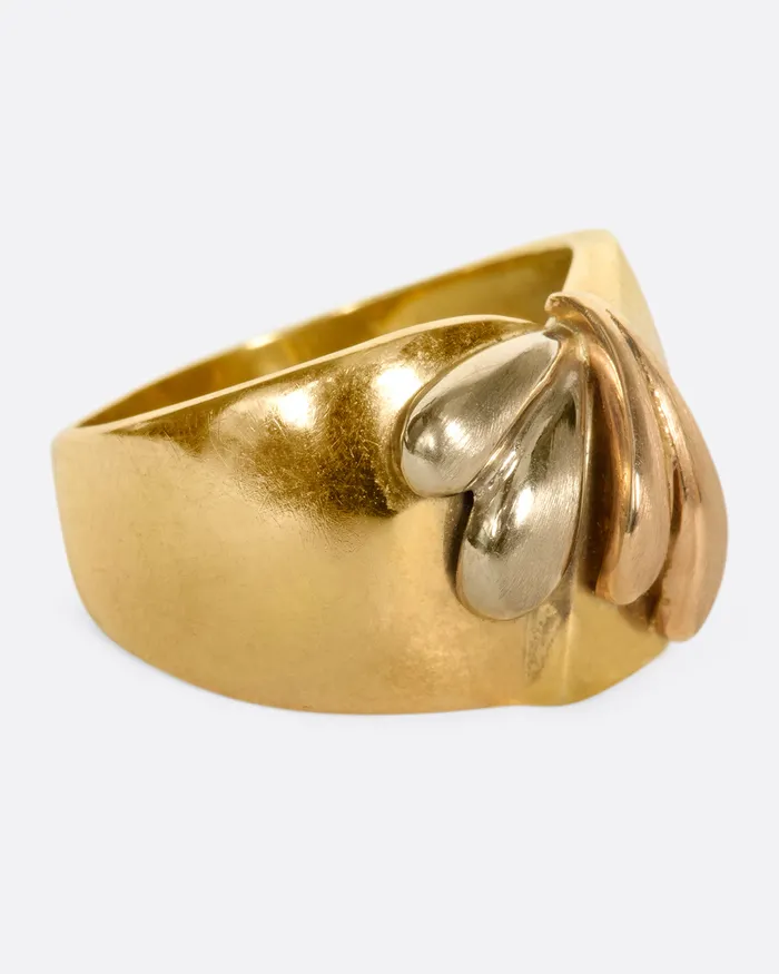 Tricolor Gold Teardrop Ring VINTAGE Rings
