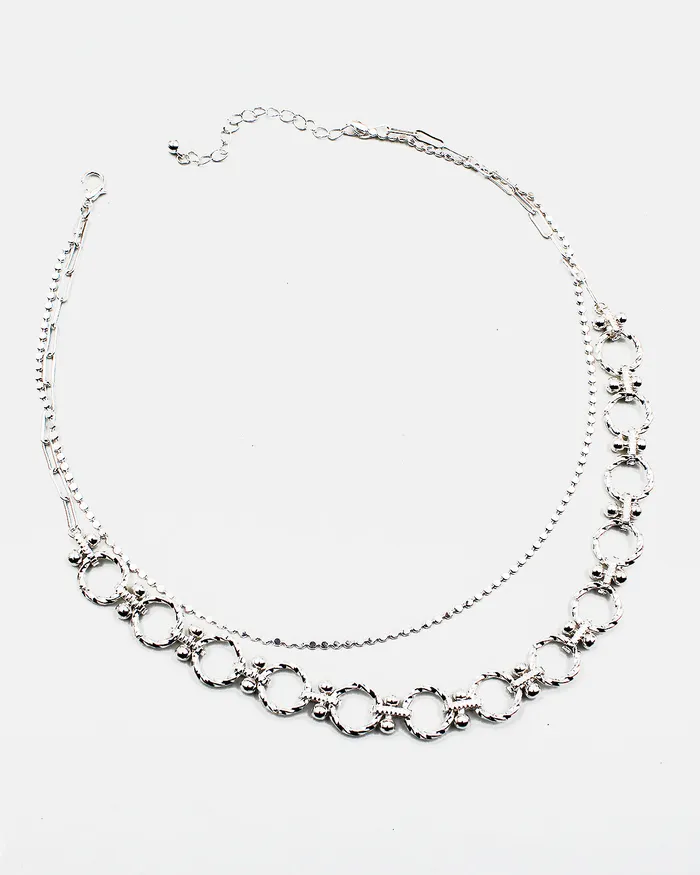 04022023 Necklaces Double Layered Mixed Chain Necklace 04022023 Necklaces Double Layered Mixed Chain Necklace