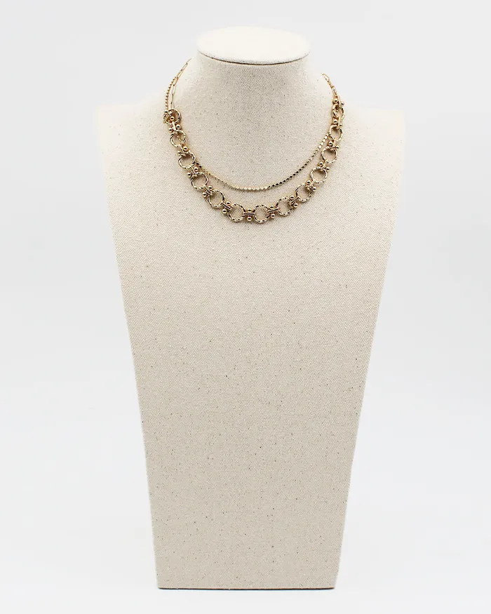 04022023 Necklaces Double Layered Mixed Chain Necklace 04022023 Necklaces Double Layered Mixed Chain Necklace