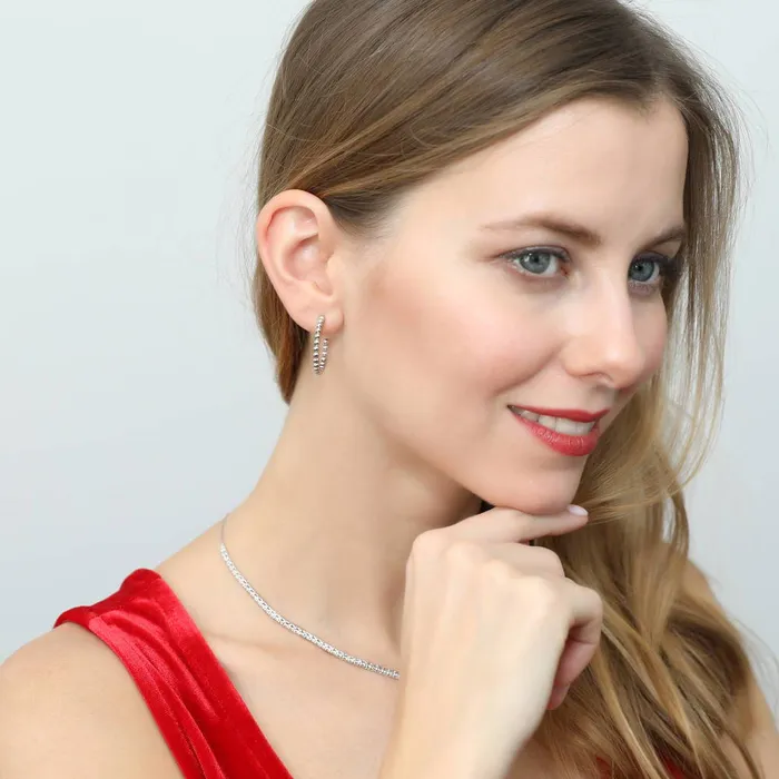 Bead Medium Hoop Earrings in Sterling Silver 093 BERRICLE Earrings