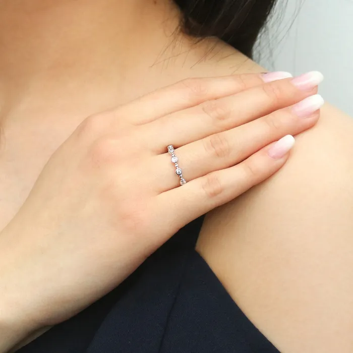 BERRICLE Rings Bubble Bead Bezel CZ Eternity Ring in Sterling Silver