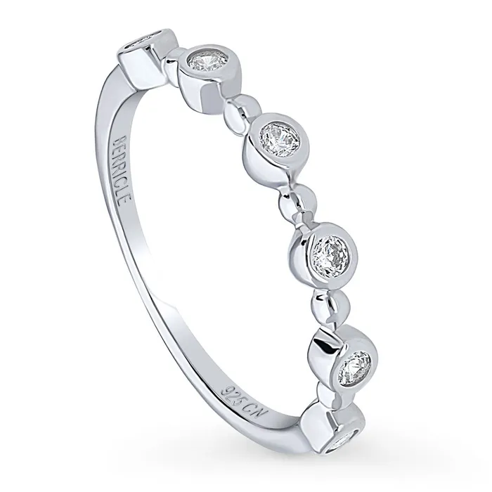 BERRICLE Rings Bubble Bead Bezel CZ Eternity Ring in Sterling Silver
