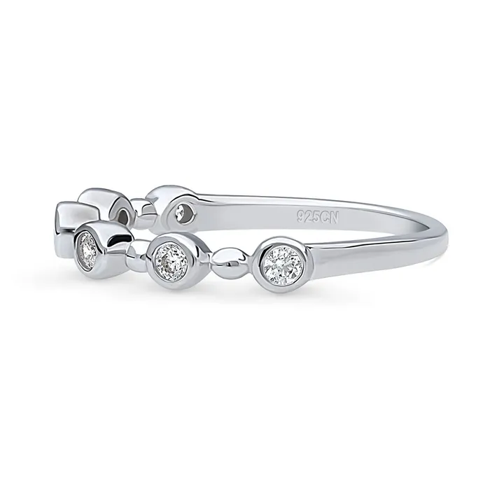 BERRICLE Rings Bubble Bead Bezel CZ Eternity Ring in Sterling Silver