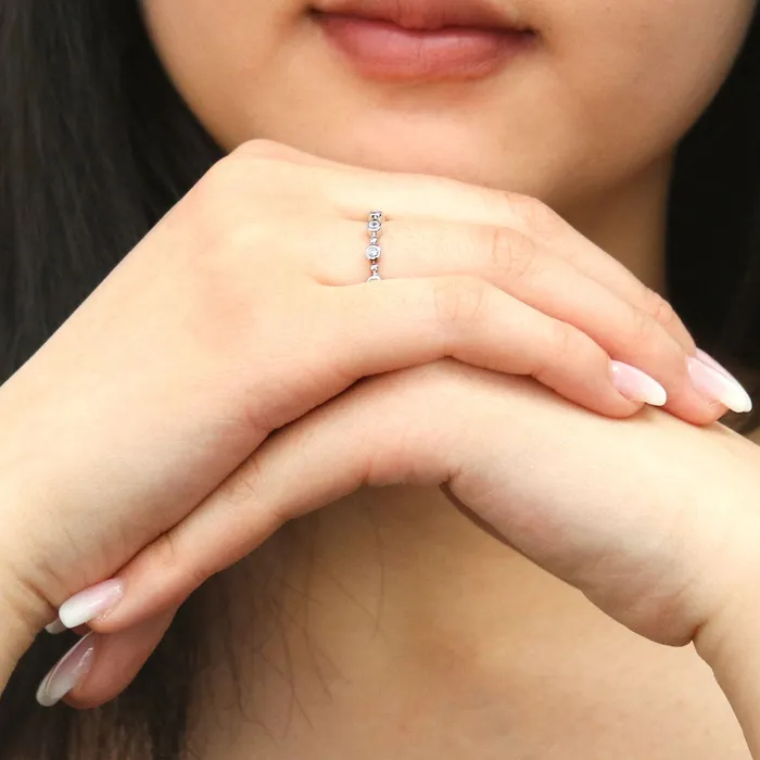 BERRICLE Rings Bubble Bead Bezel CZ Eternity Ring in Sterling Silver