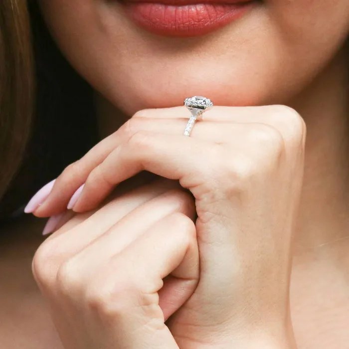 BERRICLE Rings Halo Cushion CZ Ring Set in Sterling Silver