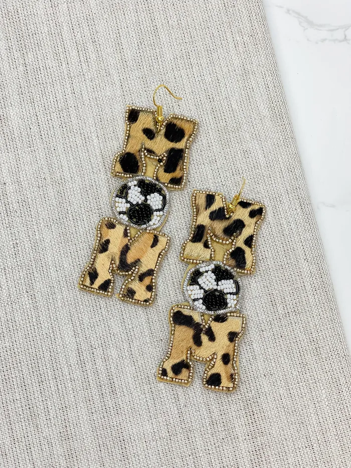 Earrings Leopard Mom Soccer Beaded Dangle Earrings Prep Obsessed TL