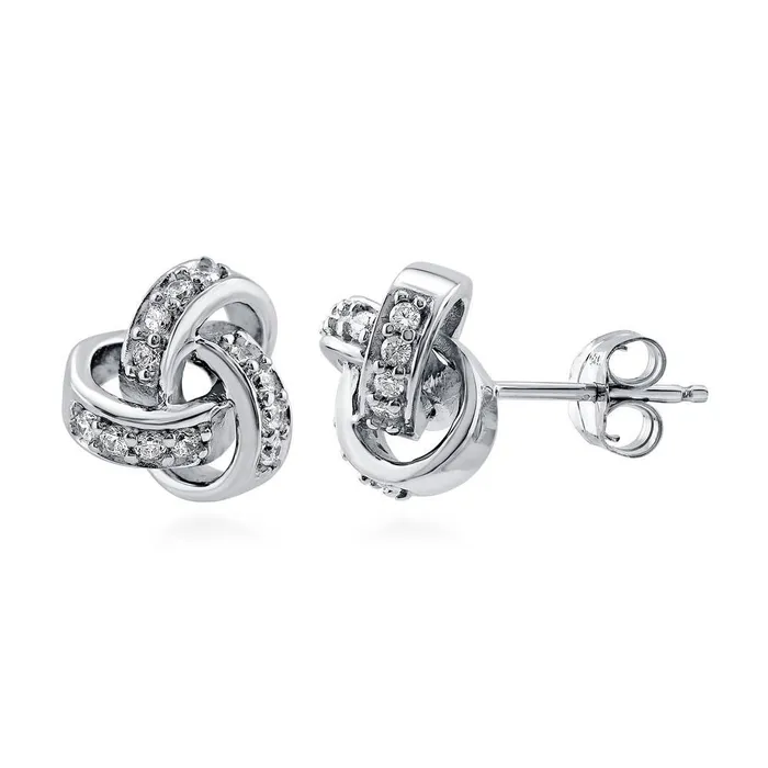 Earrings Love Knot CZ Stud Earrings in Sterling Silver BERRICLE