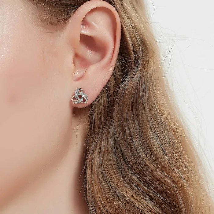 Earrings Love Knot CZ Stud Earrings in Sterling Silver BERRICLE