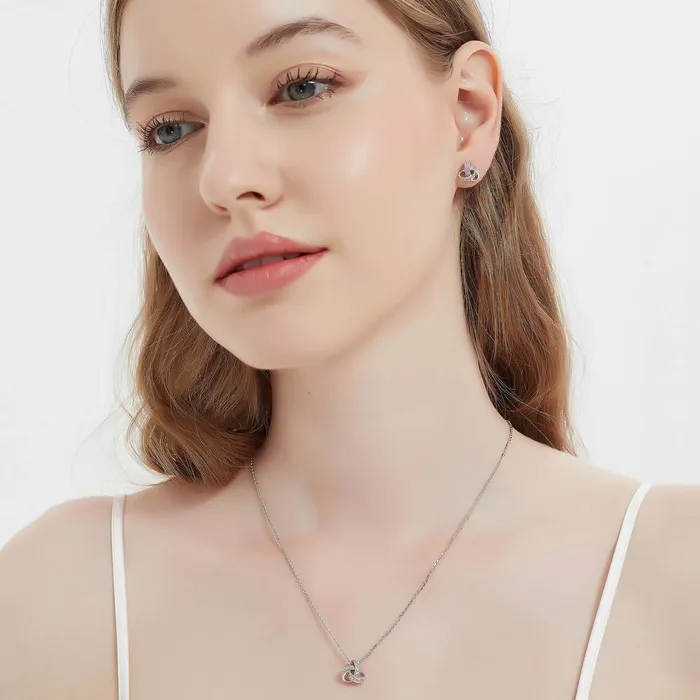 Earrings Love Knot CZ Stud Earrings in Sterling Silver BERRICLE