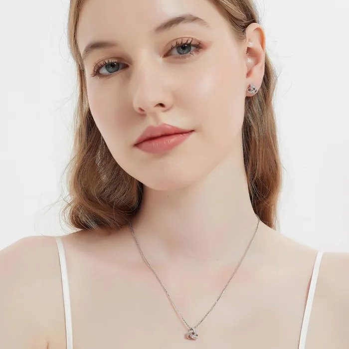 Earrings Love Knot CZ Stud Earrings in Sterling Silver BERRICLE