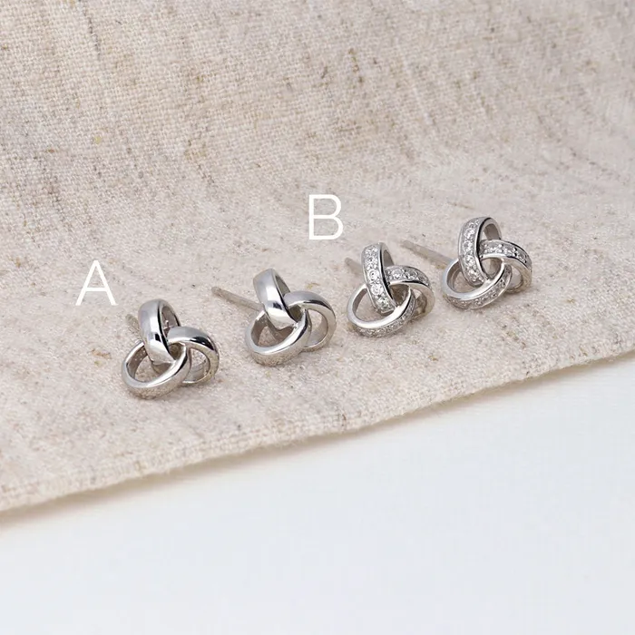 Earrings Love Knot CZ Stud Earrings in Sterling Silver BERRICLE