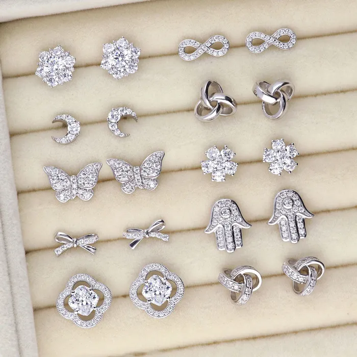 Earrings Love Knot CZ Stud Earrings in Sterling Silver BERRICLE