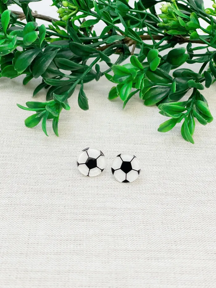 Earrings Prep Obsessed RNK Glitter Acrylic Sports Stud Earrings Soccer