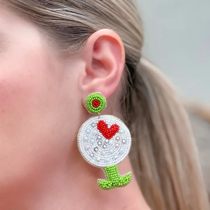 Heart Golfball Beaded Dangle Earrings Prep Obsessed TL Earrings