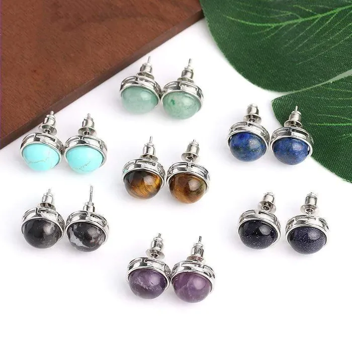 Natural Stone Round Earrings WickedAF Earrings