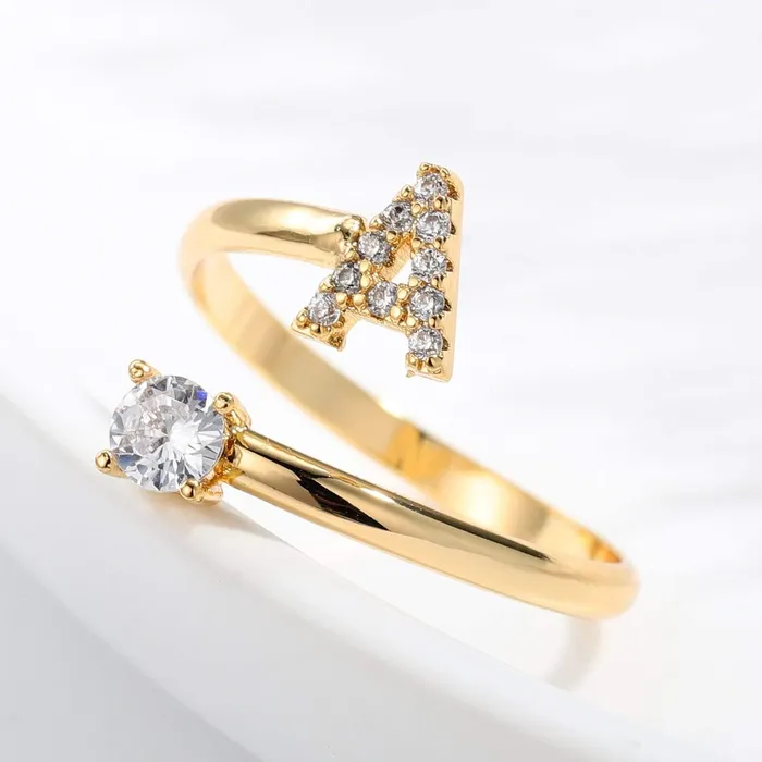 Novalico Rings CZ Diamond Initial Name Ring
