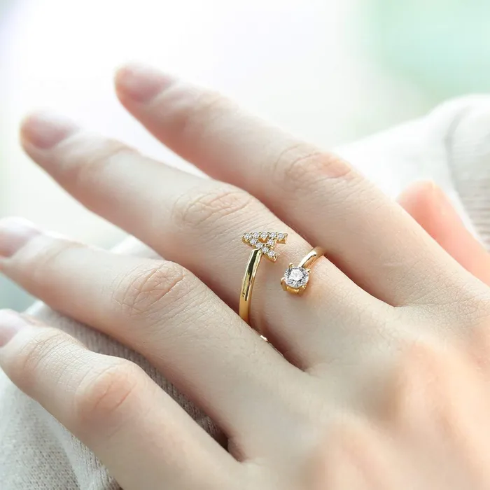 Novalico Rings CZ Diamond Initial Name Ring