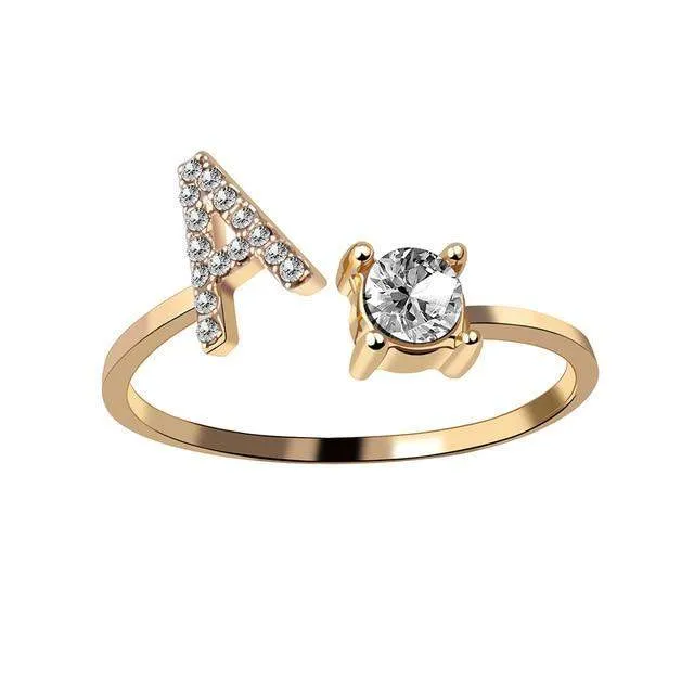 Novalico Rings CZ Diamond Initial Name Ring