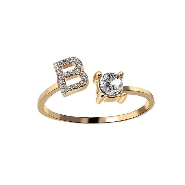 Novalico Rings CZ Diamond Initial Name Ring
