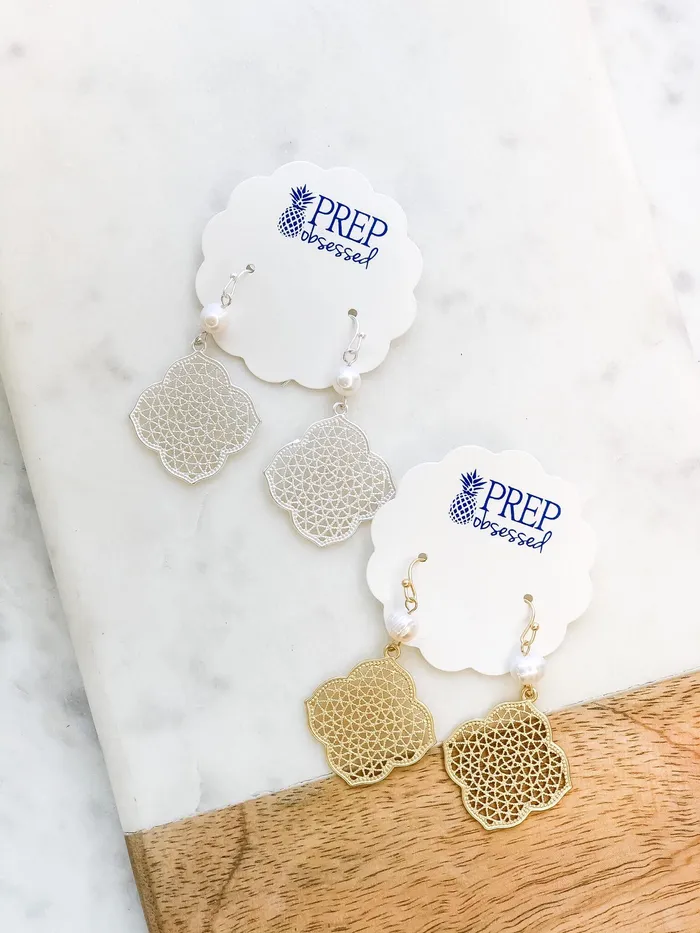 Prep Obsessed LM Earrings Karisa Freshwater Pearl Dangles 2 Colors Available