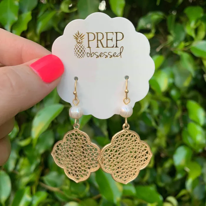 Prep Obsessed LM Earrings Karisa Freshwater Pearl Dangles 2 Colors Available