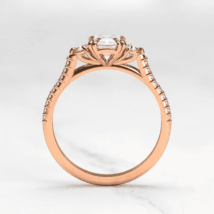 Rings Capucinne Emerald Half Pave Diamond Ring with Accent Stones