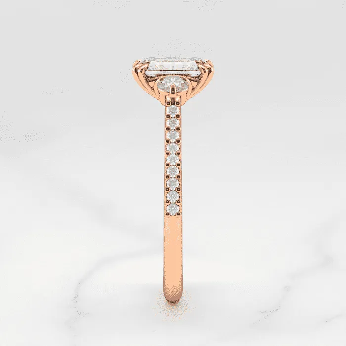 Rings Capucinne Emerald Half Pave Diamond Ring with Accent Stones