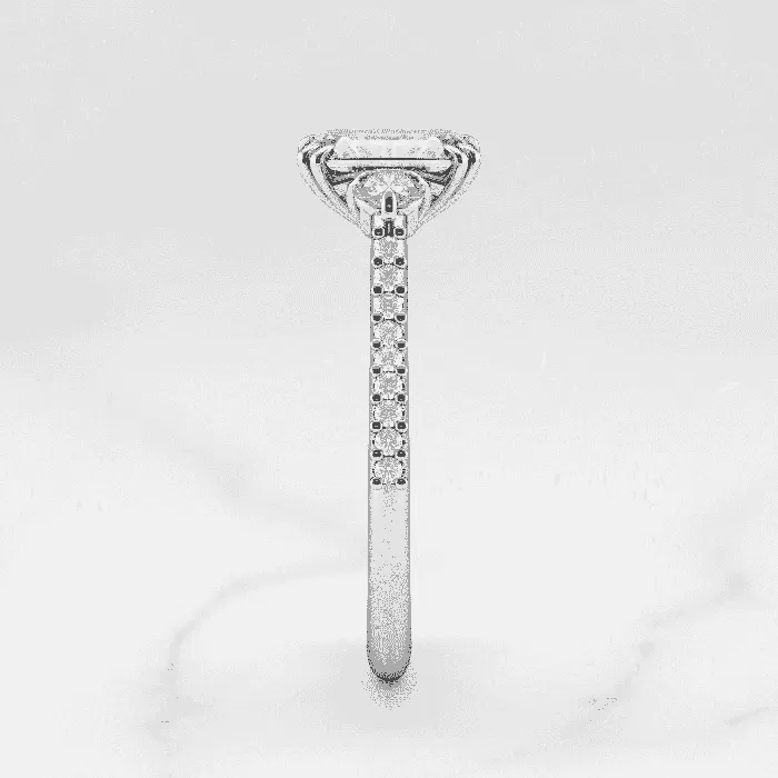 Rings Capucinne Emerald Half Pave Diamond Ring with Accent Stones