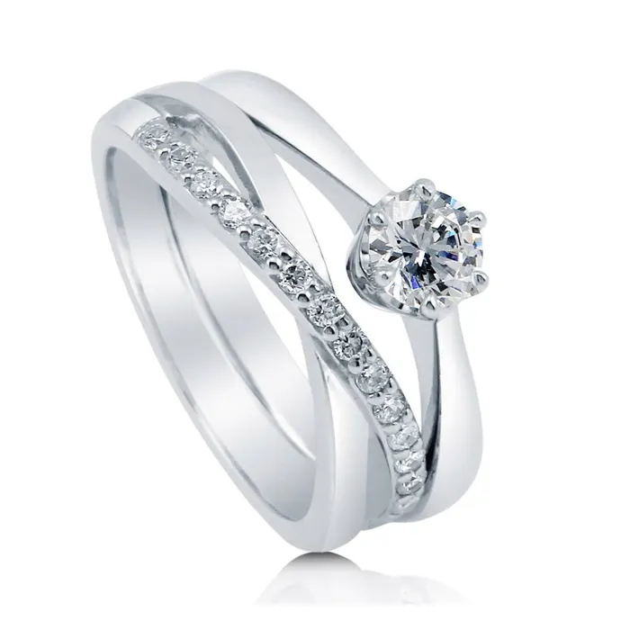 Rings Infinity Solitaire 045ct CZ Ring Set in Sterling Silver BERRICLE