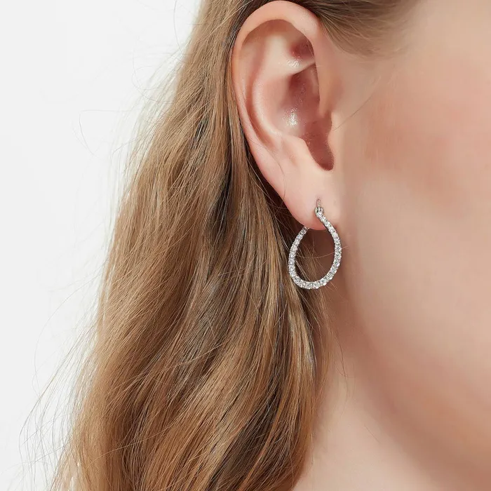 Teardrop Woven CZ Medium Hoop Earrings in Sterling Silver 098 BERRICLE Earrings
