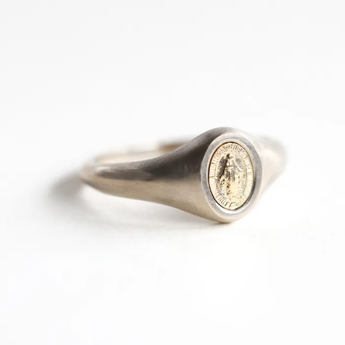 Virgin Mary Signet Ring 14K Or 18K Gold Ready to Ship Capucinne Rings