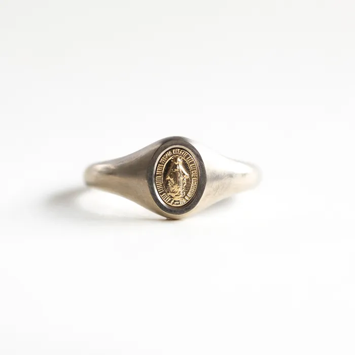 Virgin Mary Signet Ring 14K Or 18K Gold Ready to Ship Capucinne Rings